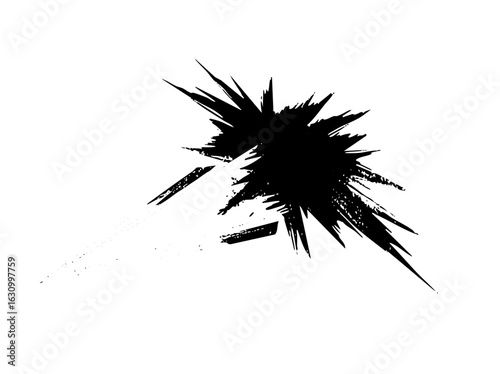 Vector Dynamic explosion burst with sharp radiating splinters.