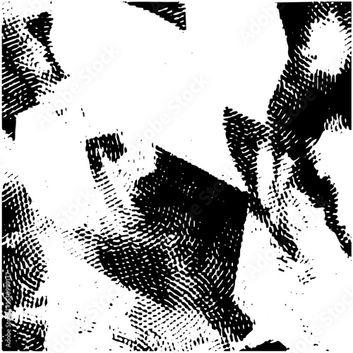 Vector Abstract figures interact with dynamic swirling shapes.