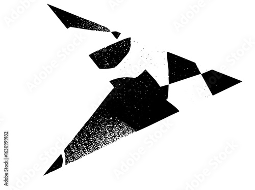 Vector Abstract geometric shapes form a dynamic fragmented figure.