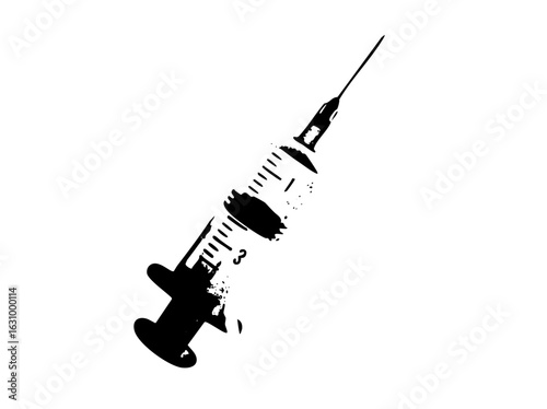 Vector Black syringe depicts medical injection equipment.
