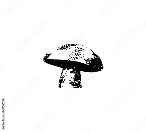 Vector Black mushroom with a textured rough-edged .