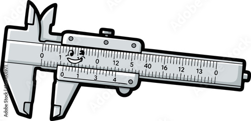 Smiling Cartoon Vernier Caliper with Precise Measurements