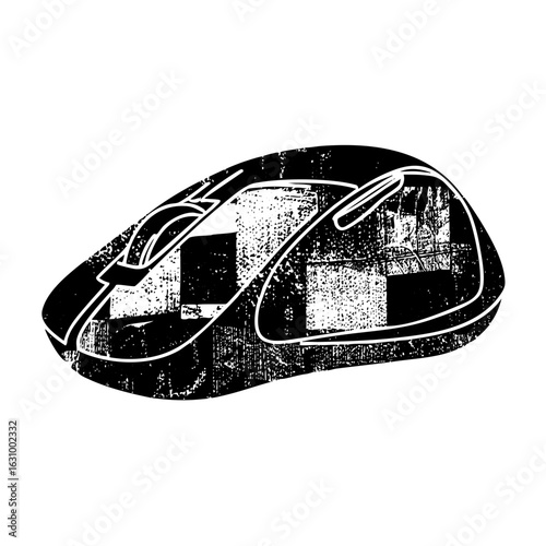 Vector Detailed computer mouse with internal components.