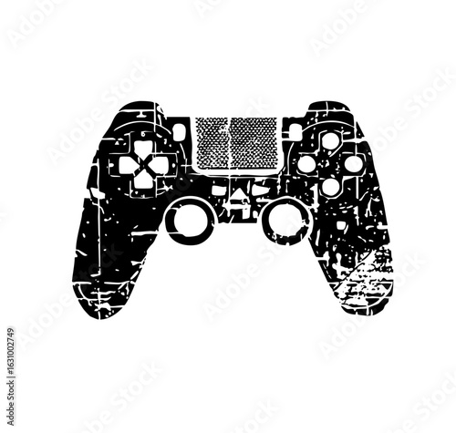 Vector Distressed gamepad controller with circular elements.