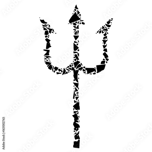 Vector Fragmented trident represents power and marine mythology.