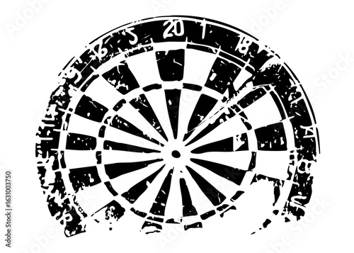 Vector Distressed Dartboard with Numbered Segments