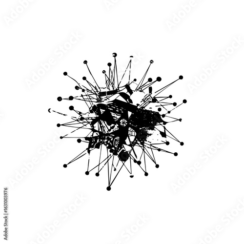 Vector Abstract explosion of black vector spikes and fragmented shapes.