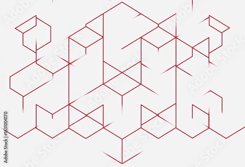 Abstract geometric cube line seamless pattern on white background,  surface,  shape