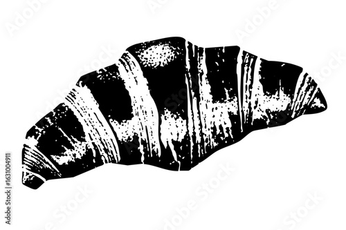 Vector Bold black and white of a flaky croissant.