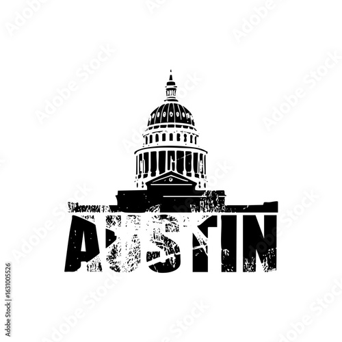 Vector Austin Skyline with Capitol Building and City Name