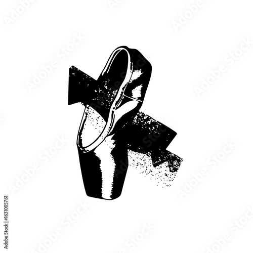 Vector Elegant ballet pointe shoes in monochrome style.
