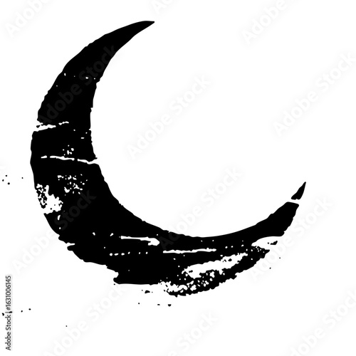 Vector Bold moon with a textured brushstroke effect.
