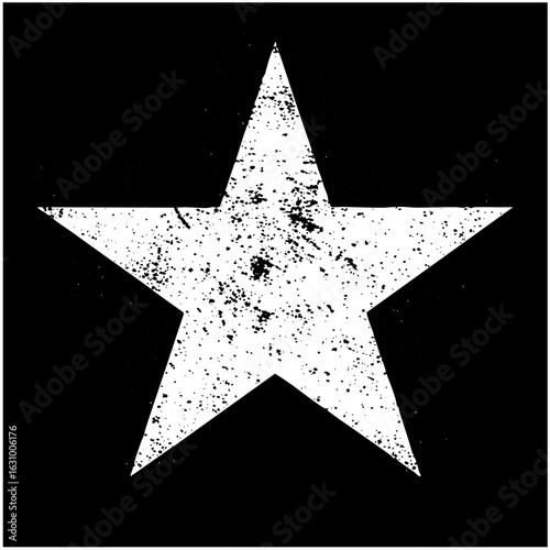Vector Distressed white five-pointed star .