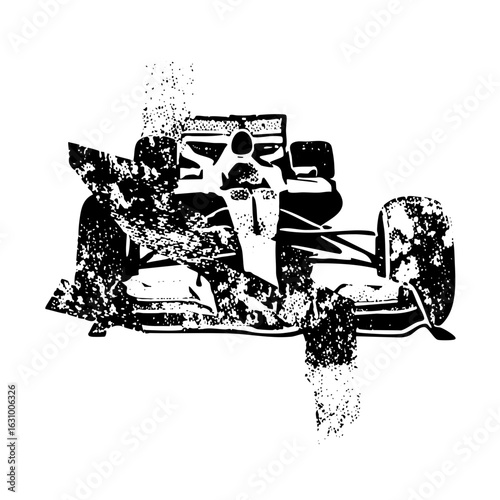 Vector Vintage racing car with a driver