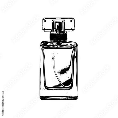 Vector Elegant perfume bottle in black and white.