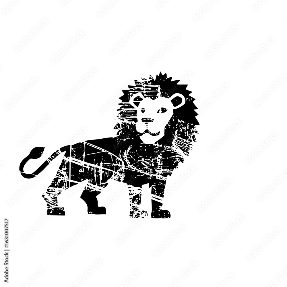 Fototapeta premium Vector Geometric lion with a bold textured .