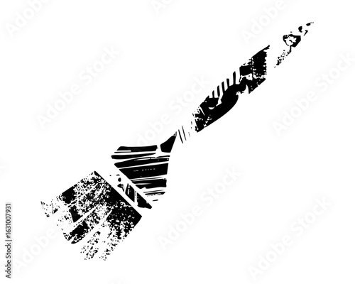 Vector Black paintbrush stroke with textured bristles.