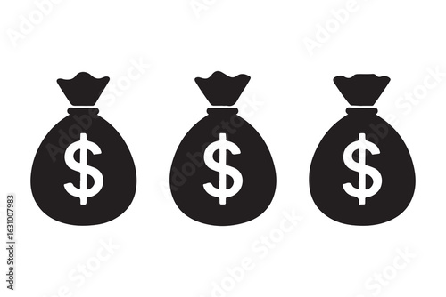 Money Bag Icon on White Background