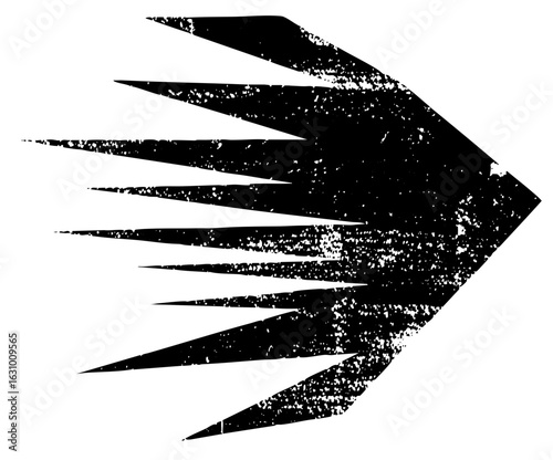 Vector Abstract black arrow with distressed texture.