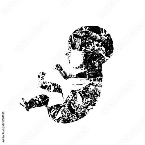 Vector Fetal development depicts a growing baby in the womb.