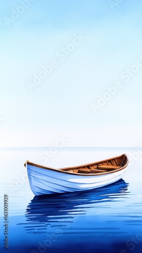 Tranquil solo boat floating on calm waters