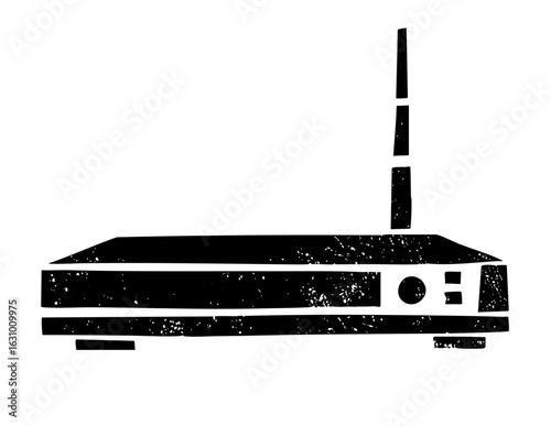 Vector Minimalist router with antenna in black ink.