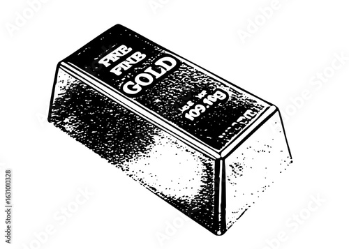 Vector Detailed of a gold bullion bar with prominent text.