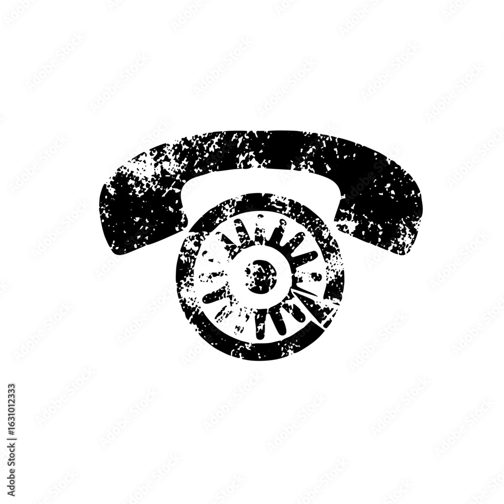 Obraz premium Vector Distressed rotary phone with a vintage aesthetic.