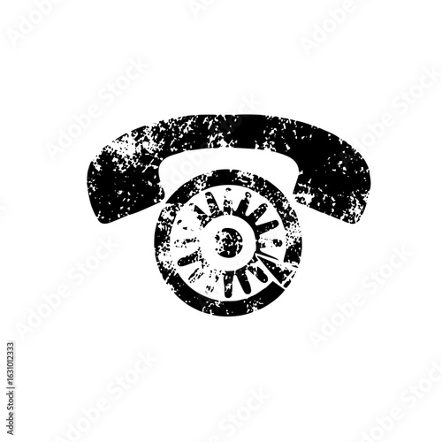 Vector Distressed rotary phone with a vintage aesthetic.