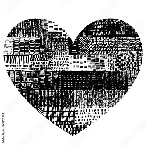 Vector Intricate heart composed of diverse textured .
