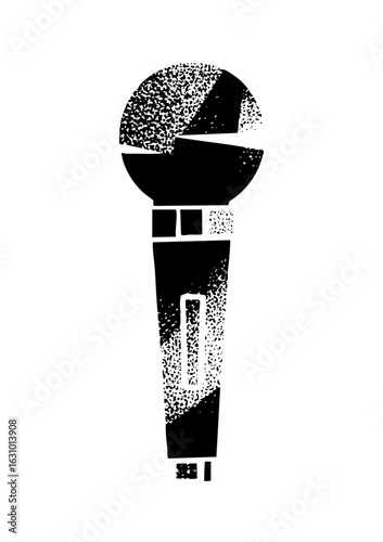 Vector Deconstructed microphone with halftone effect.