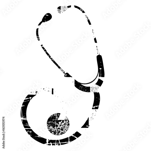 Vector Minimalist stethoscope with distressed texture.