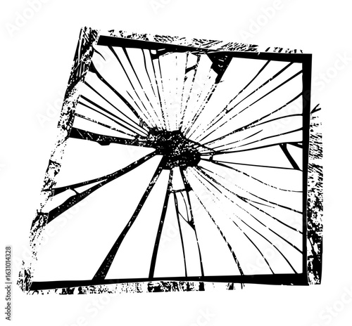 Vector Shattered glass frame depicts breakage and impact.