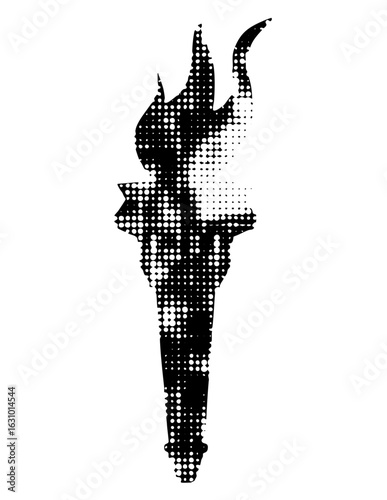 Vector Dramatic antelope skull with halftone effect.
