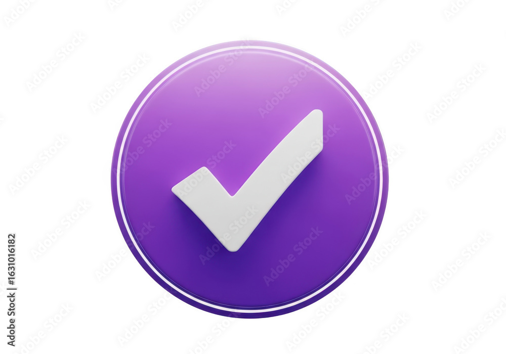 Purple check mark button isolated on transparent background Purple check mark button isolated on transparent background