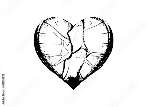 Vector Broken heart with cracked texture