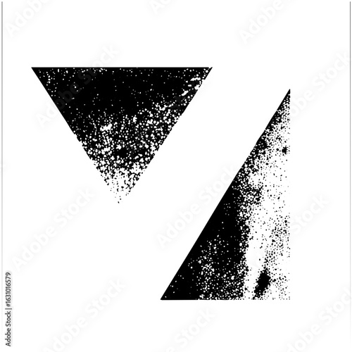 Vector Abstract triangles with grainy texture create a dynamic composition.