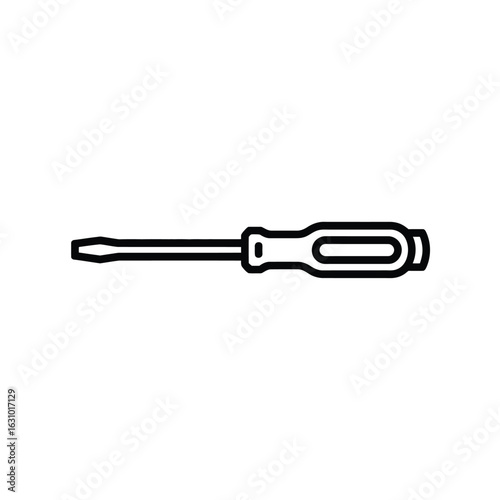 Simple line drawing of a flathead screwdriver tool