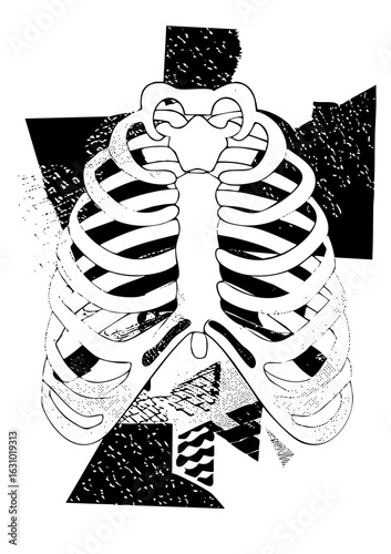Vector Detailed ribcage with abstract geometric shapes.