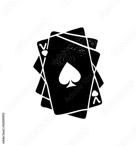 Vector Black playing cards with a spade ace .