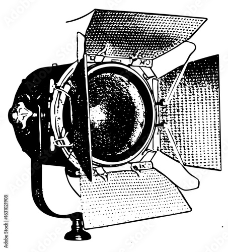 Vector Vintage spotlight with adjustable reflectors.