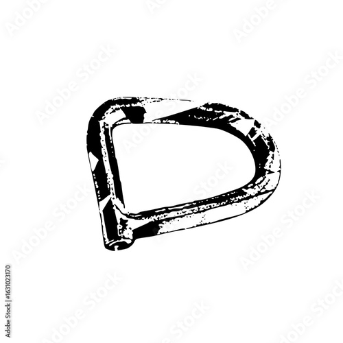 Vector Black vector of a rectangular D-ring buckle.