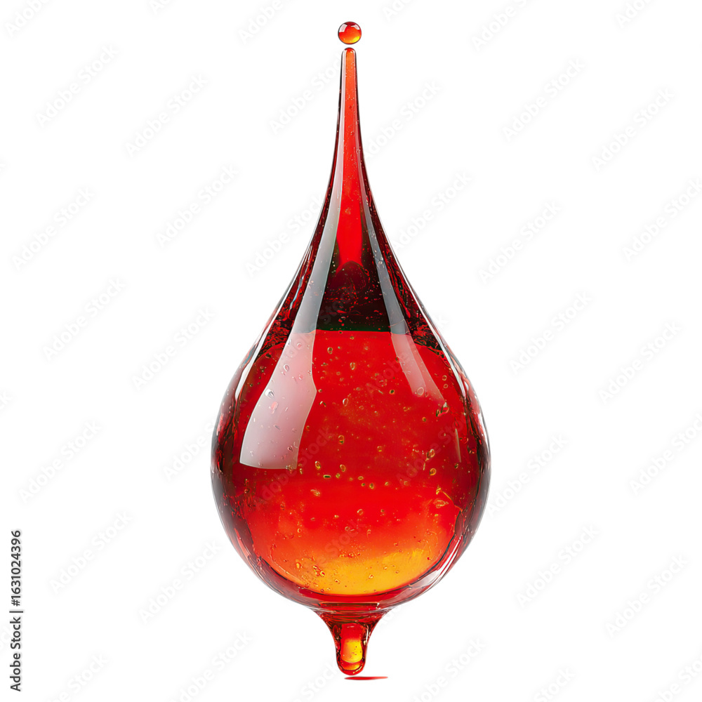 Obraz premium Cut out of red blood drops concept. A vibrant drop of multicolored liquid suspended in mid-air.