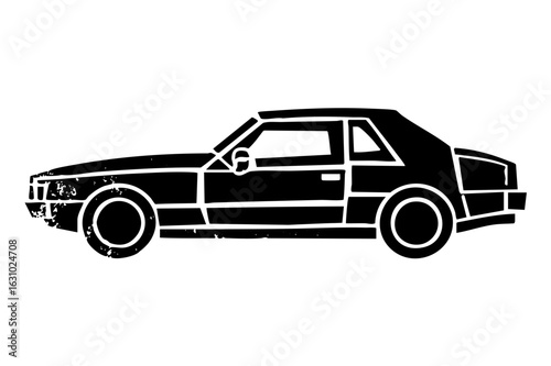 Vector Black silhouette of a classic coupe car side view.