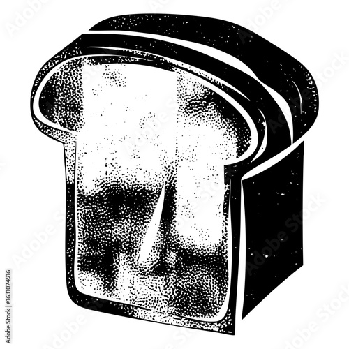 Vector Detailed of a slice of bread with textured interior.