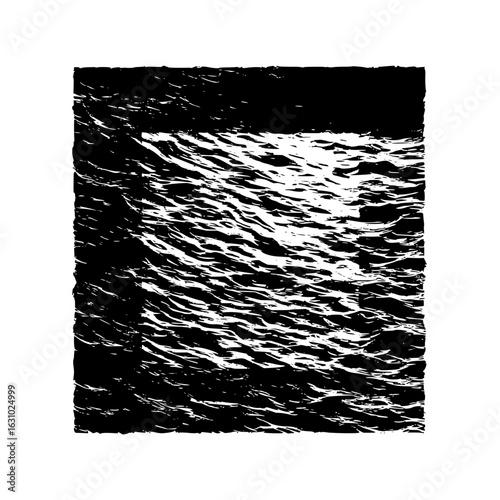 Abstract black and white water illustration with a unique textured pattern design style