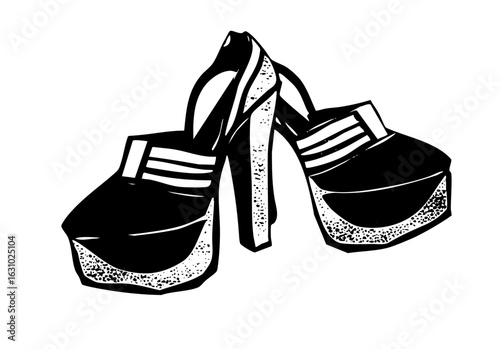 Vector Elegant platform heels with textured details.
