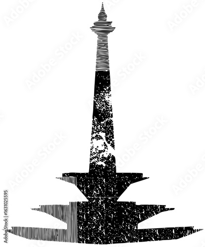Vector Monumental tower with textured details.