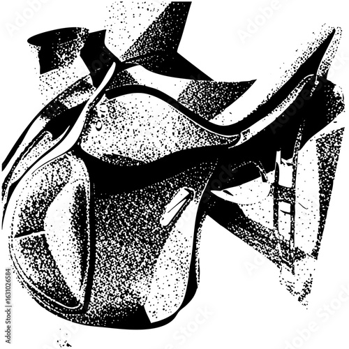 Vector Detailed of a classic equestrian saddle with straps.