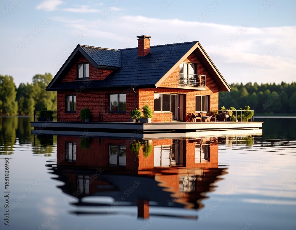 Obraz premium Floating Brick Structure over Water